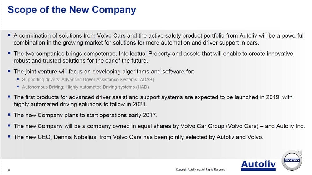 Zenuity, a joint ventute of Volvo Cars and Autoliv