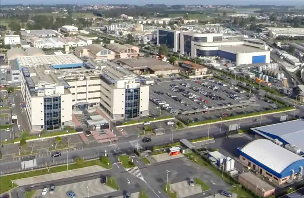 Aerial view of the STMicroelectronics plant in Catania, Italy.