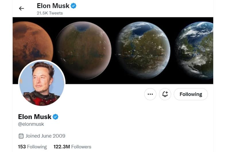 Elon Musk twitter page