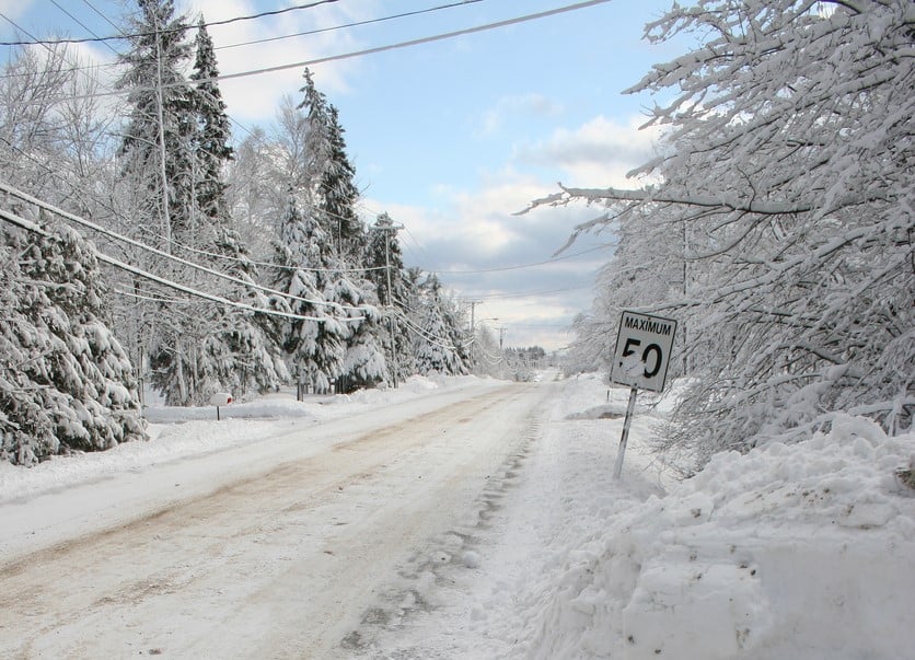 road sign in snow | The Ojo-Yoshida Report Road sign in snow on a country road